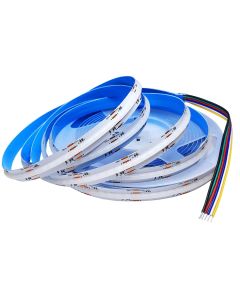 5 in 1 RGB+CCT FCOB RGB CCT COB LED Strip Light 24V 5M 840Leds/m 6Pin RGBCW FOB 16.4ft